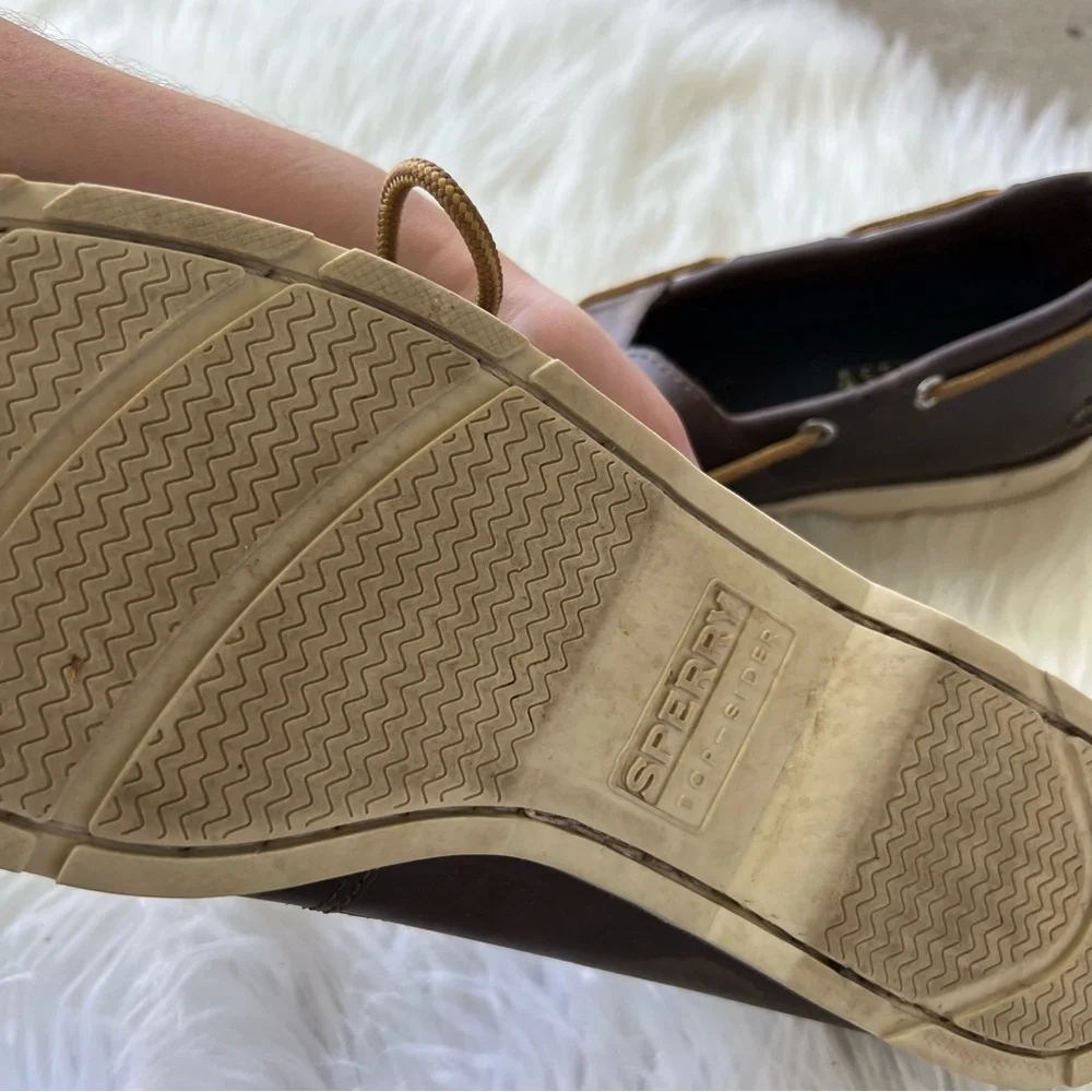 Sperry Top Sider Brown Leather Lace Tie Boat Shoes